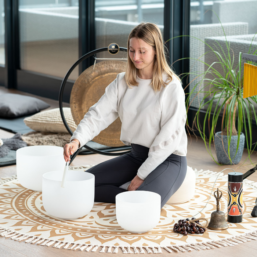 Alternative view of Meditation Rug/200 cm-Vintage Gold |Sonic Energy