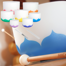 Alternative view of SELA Crystal Singing Bowl Chakra Set Lotus