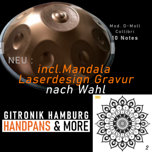 Ember Steel Handpan 9+1 Baur&Brown | Mandala Wunsch Laserdesign