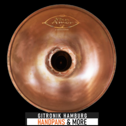 Alternative view of PanAmor Handpan| D Mixolydian, Ember steel